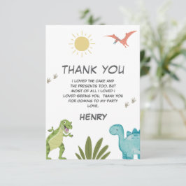 Dinosaur-Födelsedagsfest Tack Kort