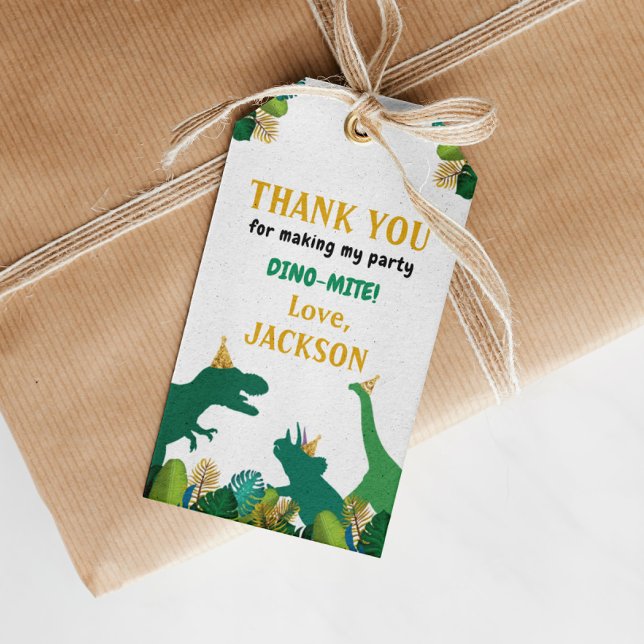 Dinosaur Födelsedagsfest Tack Märkre Presentetikett (Skapare uppladdad)