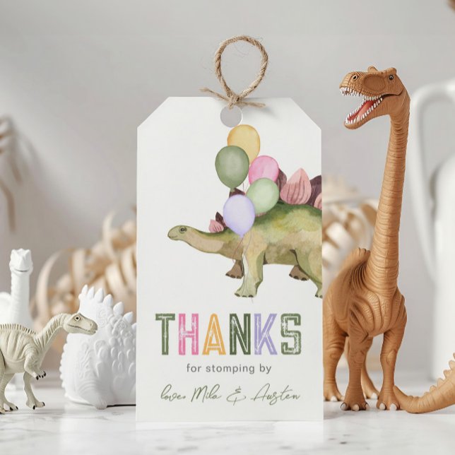 Dinosaur födelsedagsfest taggar presentetikett (Skapare uppladdad)