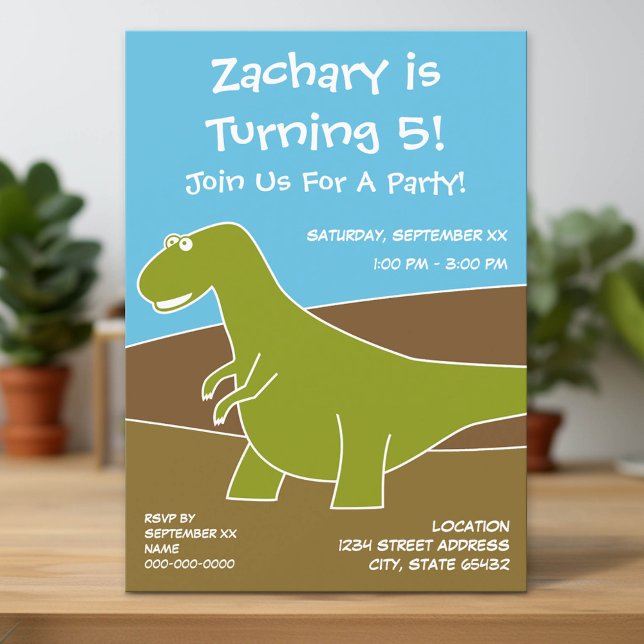 Dinosaur Födelsedagsfest Tema Inbjudningar (Custom Invitation with Download Option)