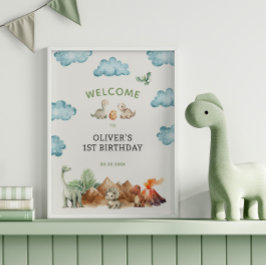 Dinosaur Födelsedagsfest Välkommen Poster