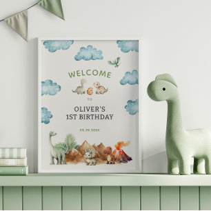 Dinosaur Födelsedagsfest Välkommen Poster