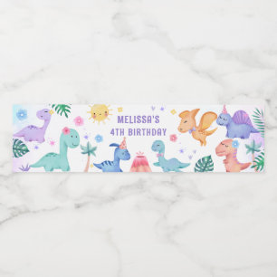 Dinosaur Födelsedagsfest Vattenflaska etikett