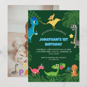 Dinosaur-Födelsedagsfesten första födelsedag Baby Inbjudningar