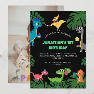 Dinosaur-Födelsedagsfesten första födelsedag Baby Inbjudningar