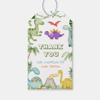 Dinosaur-Födelsedagsfesten Tack för att du fick et Presentetikett