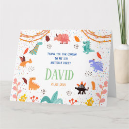 Dinosaur-födelsedagsfesten Tema - tackkort