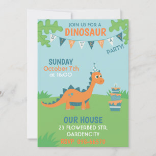 Dinosaur-födelsedagsfestens förhistoriska landskap inbjudningar