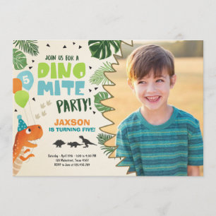 Dinosaur-födelsedagsinbjudan Dino mite T-Rex party Inbjudningar