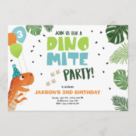 Dinosaur-födelsedagsinbjudan Dino mite T-Rex party Inbjudningar