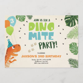 Dinosaur-födelsedagsinbjudan Dino mite T-Rex party Inbjudningar