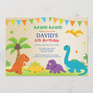 Dinosaur-födelsedagsinbjudan Dino Party Inbjudningar