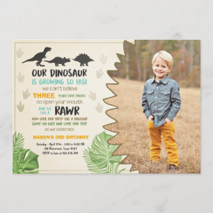 Dinosaur-födelsedagsinbjudan Dinosaur Party Inbjud Inbjudningar