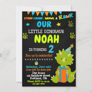 Dinosaur-födelsedagsinbjudan Dinosaur party inbjud Inbjudningar