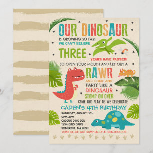 Dinosaur födelsedagsinbjudan Dinosaur T-Rex Party Inbjudningar