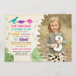 Dinosaur-födelsedagsinbjudan Girl Dinosaur Party Inbjudningar