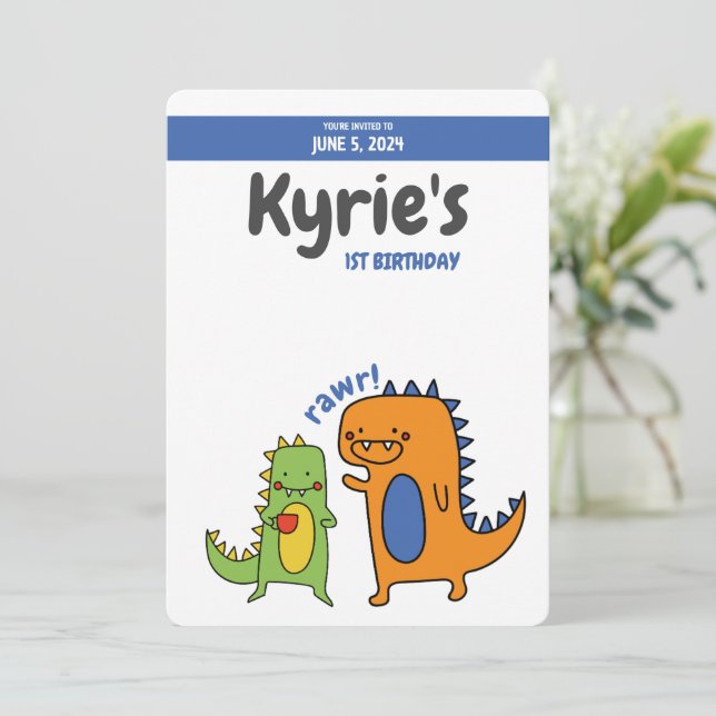 Dinosaur födelsedagsinbjudan, jurassic, trex FÖDEL Inbjudningar (Stående Fram)