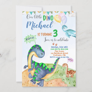 Dinosaur-födelsedagsinbjudan Little dino inbjudan