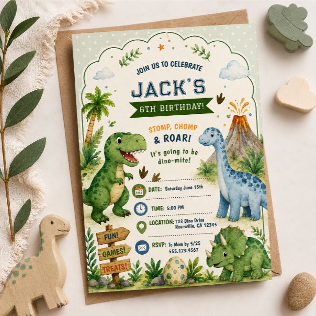 Dinosaur födelsedagsinbjudan Pojke Dino Inbjudningar (Skapare uppladdad)