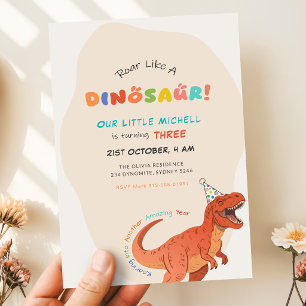 Dinosaur Födelsedagsinbjudan, Redigerbar Trex-fest Inbjudningar