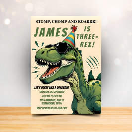 Dinosaur födelsedagsinbjudan Stamp Chomp Ryter Bar Inbjudningar