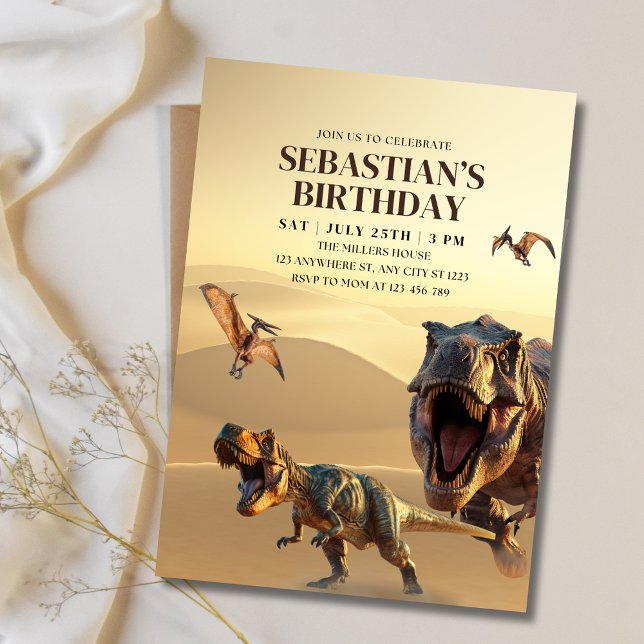Dinosaur födelsedagsinbjudan, T Rex Dino födelseda Inbjudan (Skapare uppladdad)