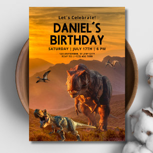 Dinosaur födelsedagsinbjudan, T REX Kids födelseda Inbjudningar