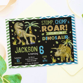 Dinosaur Födelsedagsinbjudan | T-rex | Triceratop Inbjudningar