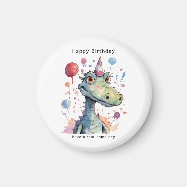 Dinosaur födelsedagsmagnet, roaringsom födelsedag magnet (Framsidan)