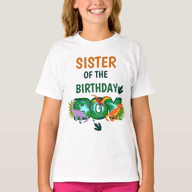 Dinosaur-födelsedagspennor tshirts Sister (Framsida)