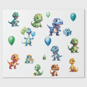Dinosaur Födelsedagspresentpapper Presentpapper