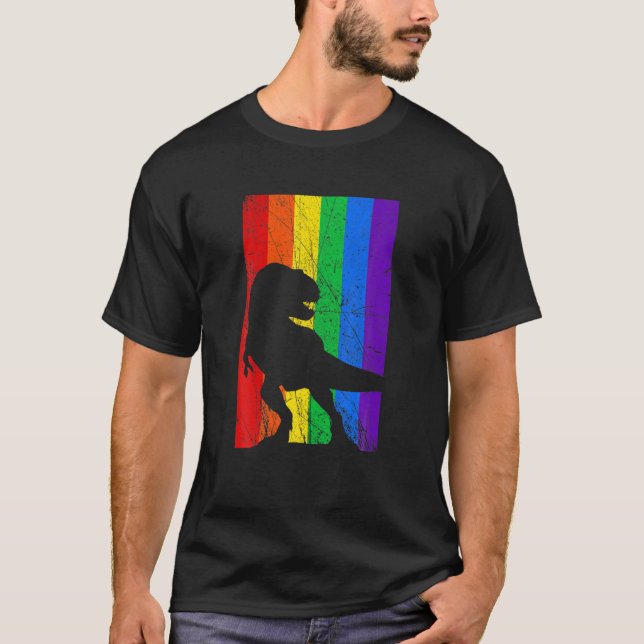 Dinosaur för HBTex Gay-Lesbisk-Pride T Shirt (Framsida)