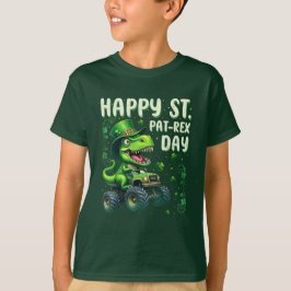 Dinosaur för Pat Trex-dagen med Shamrocks i lyckli T Shirt