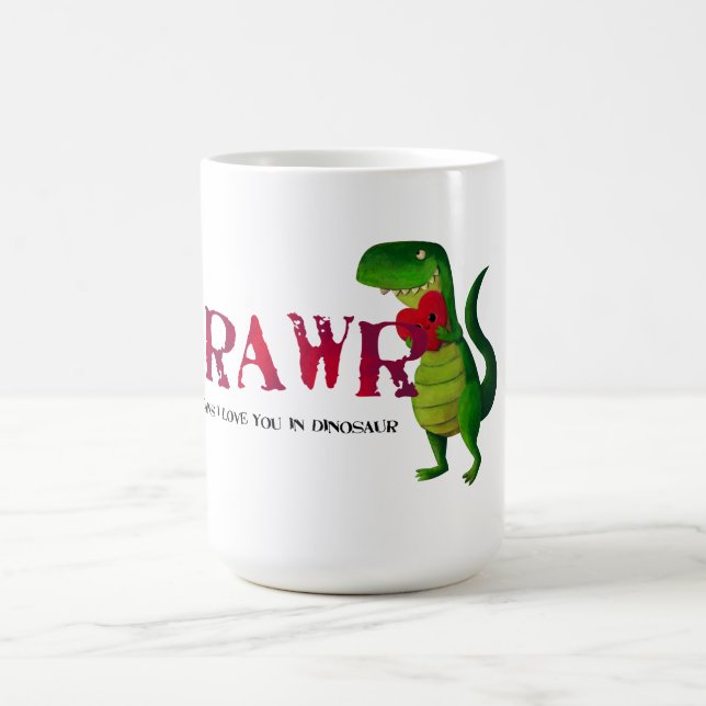Dinosaur för romantiker RAWR T-rex Kaffemugg (Center)