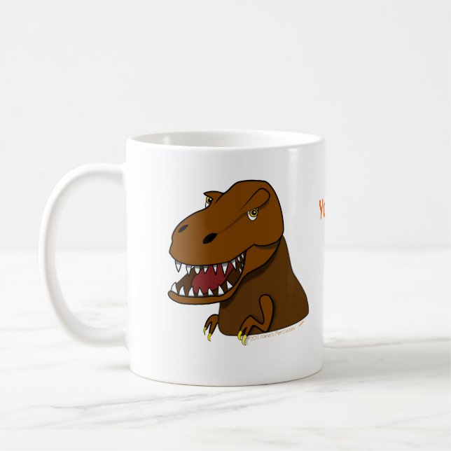 Dinosaur för T-Rex TyrannosaurusRex läskig tecknad Kaffemugg (Vänster)