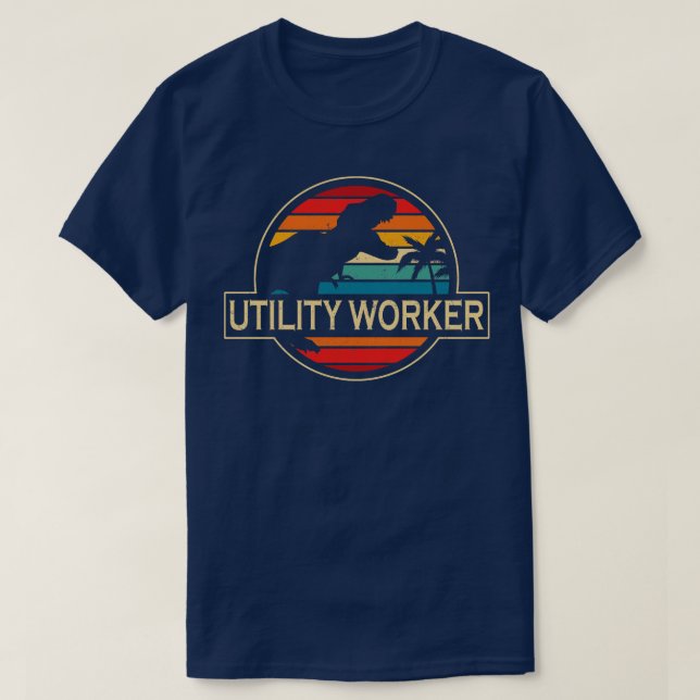 Dinosaur för Utility Worker T Shirt (Design framsida)
