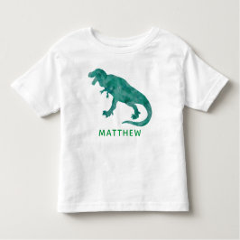 Dinosaur för vattenfärg för ungepersonliggrönt t shirt