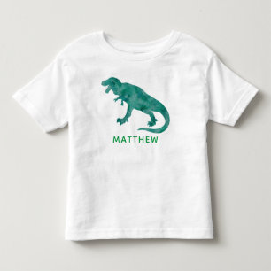 Dinosaur för vattenfärg för ungepersonliggrönt t shirt