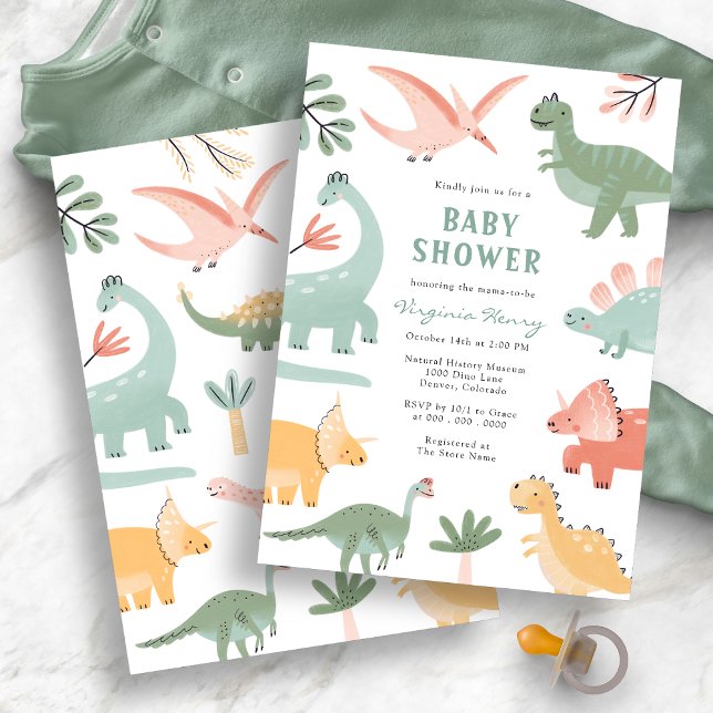 Dinosaur Förlossningsfest Inbjudningar (Dinosaur Baby Shower Invitation
)