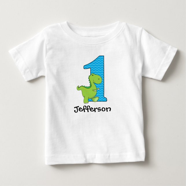 Dinosaur Första Födelsedags T-shirt Personlig (Framsida)
