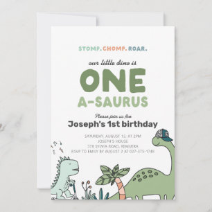Dinosaur första Födelsedagsfesten Inbjudan
