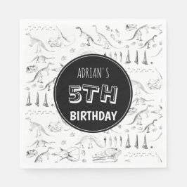 Dinosaur Fossil Bones Mönster Birthday Age Pappersservett