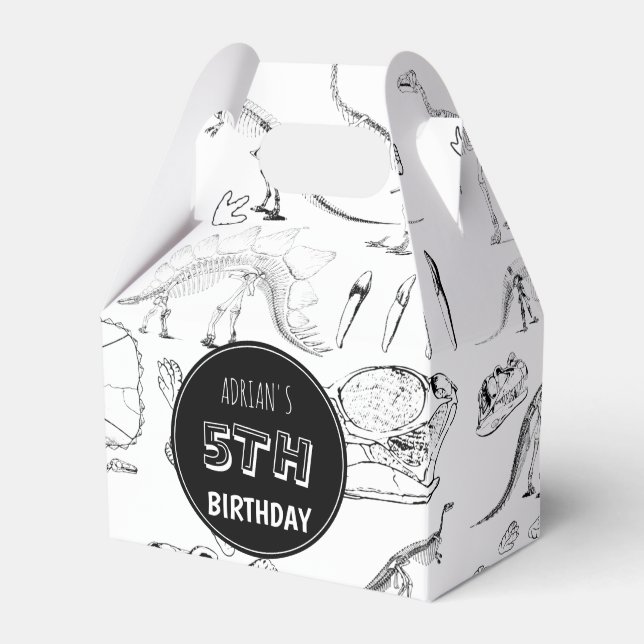 Dinosaur Fossil Bones Mönster Birthday Age Presentaskar (Framsidan Sidan)