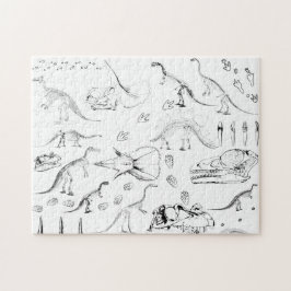 Dinosaur Fossil Bones Mönster Pussel