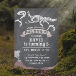 Dinosaur Fossil Excavation Chalkboard Birthday Inbjudningar