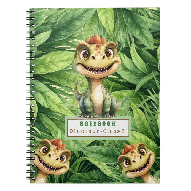 Dinosaur Foto Spiralblock Med Anpassat Namn (Framsidan)