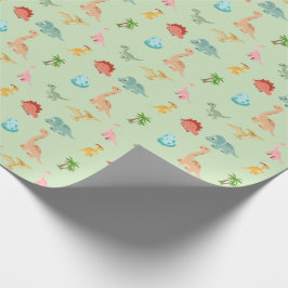 Dinosaur Friends Inpackningspapper – Salggrön Presentpapper