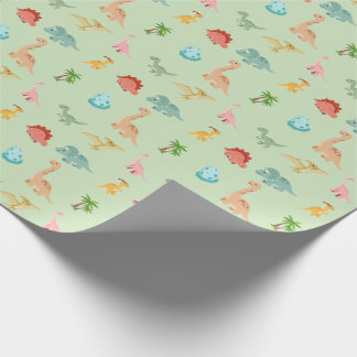 Dinosaur Friends Inpackningspapper – Salggrön Presentpapper