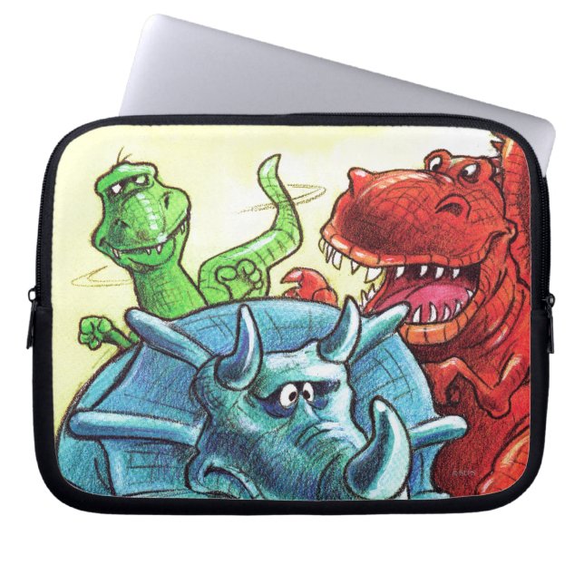 Dinosaur Friends Laptop Sleeve (Framsidan)