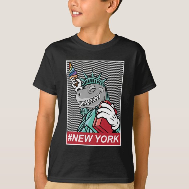 Dinosaur Frihetsgudinnan New York Graphic T Shirt (Framsida)